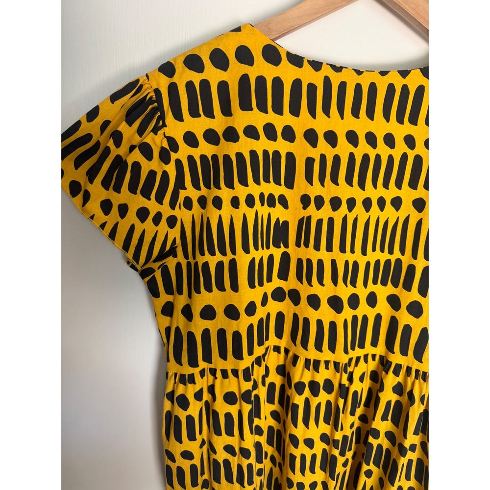 Nooworks Frida Dress in Dorcas Code Yellow Black Print Size Small - Picture 5 of 6